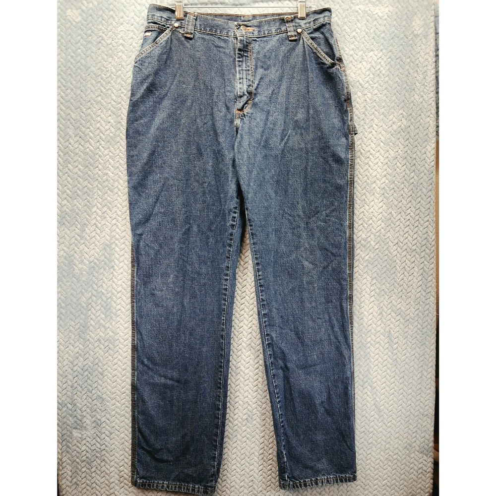 Wrangler Authentic Carpenter 20X Jeans Blue 34x32 High Rise Workwear Cowboy